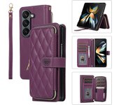 Crossbody Lanyard Leather Phone Case for Samsung Galaxy Z Fold 6 5 4 3 Fold5 Fold4 Fold6 5G Wallet with Card Holder Slot Cover
