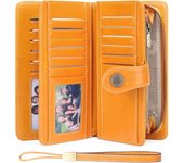 Cartera Cartera de cuero para mujer Protección de embrague grande para mujerCartera larga con bloqueo de gran capacidad con 24 ranuras para tarjetas y cartera tipo pulsera