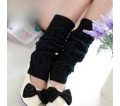 Women's Leg Warmer Lolita Long Socks Knitted Keep Warm Foot Cover Ladies Autumn Winter Black White Twist Crochet Socks Boot Cuff