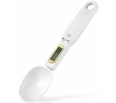 Báscula de cuchara, cuchara medidora, báscula electrónica portátil, báscula de cocina, pantalla LCD, mini báscula digital, 500 G/0,1 G, utensilios de cocina esenciales (blanco)