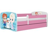 Cama 140 x 70 cm Kocot Kids com gaveta e colchão BabyDreams Frozen Land Pink