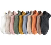 10 Pairs Funny  Short Socks Kawaii Women's Ankle Socks Set Expression Spring Cartoon Face Embroidery Summer Cute Cotton Female