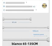 White 65-255cm Adjustable Stainless Steel Clothes Drying Rack No-Drill Telescopic Pole Curtain Rod for Balcony Bathroom