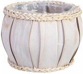 Cesto redondo de madera blanco 24x24x19h cm