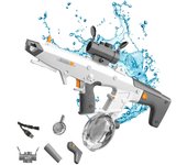 450ml Pistola de Agua Eléctrica Autocebante - 8-10m Alcance, 30 Minutos Continuos + Recarga en 15s, USB Recargable para Niños/Adultos con Batería Incluida - Juguete Piscina Playa Batallas Acuáticas