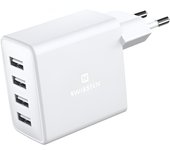 Cargador de Viaje Swissten con 4 Puertos USB 4A 20W Blanco Compacto