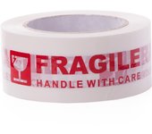 1 Roll White and Red Fragile Packing Tape Handle with Care Bopp Shipping Warning Sticker Label