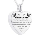 Colgante de urna de acero inoxidable para mejores amigos, recuerdo de cenizas conmemorativo, corazón, amistad, joyería de cremación, regalo de recuerdo para siempre, mejores amigos, collares con dijes