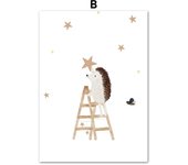 Boho Cartoon Fox Rabbit Bee Bear Hedgehog Flower Posters Art Prints Canvas Painting Wall Pictures Baby Kids Room Home Decoration