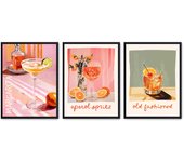 Set de 3 cuadros calidad premium con marco de madera - 30x40 cm o 50x70 cm - POSTER LAB
