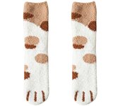 Plush Winter Funny Cute Style Animal Cat Paw Cartoon Pattern Women Cotton Socks Super Soft For Female House Sleeping Floor Sox
