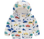 Sun-Safe Summer Fun: boys' Cartoon Handprint Hooded Windbreaker with Free Storage Bag!