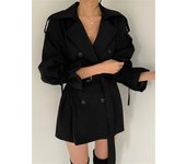 REALEFT 2023 New Autumn Winter Khaki Minimalist Women's Trench Coat Sashes Windbreaker Loose Flare Sleeve Double Breasted Trench