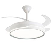 Ibelán - Ventilador de techo retráctil blanco Ondas DC