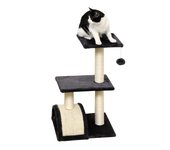 PawHut Rascador pequeño para gatos con tabla rascadora, árbol para gatos, árbol trepador para gatos, felpa de sisal, gris oscuro, 40 x 35 x 72 cm