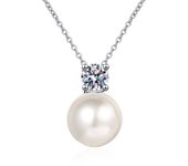 925 Sterling Silver 0.5 Carat Moissanite Pearl Necklace Clavicle Chain High-end Fashion Light Luxury Niche Ladies Souvenirs
