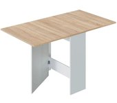 Meimon Mesa Auxiliar con Alas Abatibles – Volare,Blanco Artik y Roble Canadian, ofreciendo un diseño elegante y contemporáneo, acos antiruidos y antirayas para evitar daños en el piso.