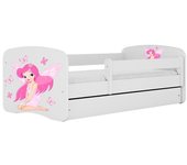 Cama 140 x 70 cm Kocot Kids com colchão BabyDreams Fairy Borboletas White