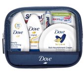 DOVE Neceser de Viaje para Mujer Dove Gel + Desodorante + Crema Hidratantel + Dentífrico y cepillo