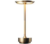 Lámpara de mesa inalámbrica, regulable, impermeable, de metal, recargable por USB (dorada)