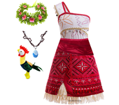 Girls Moana New Dresses Vaiana Princess Dress Kids Cosplay Costume Halloween Carnival Party Vestidos Outfits ﻿