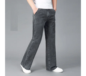 New Men's 2024 Summer Thin Light Weight Wide-Leg Straight Jeans Big Size Business Casual Flare Pants Black Blue High waist