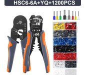 Ferrule Crimping Tool Kit, Hexagonal sawtooth Self-adjustable Ratchet Wire Terminals Crimper Kit with Wire Terminals kits