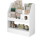 Libreria Infantil Blanca, Estanteria de Almacenaje para Niños con 4 Niveles y 1 Compartimento, Estanteria Libros Infantil para Jardin de Infancil y Habitacion de Niños, 70x30x80 cm