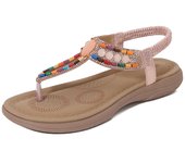 2025 sandalias mujer Europa y los Estados Unidos diamantes de imitación simple luz casual viento fondo plano grandes yardas clip dedos de los pies