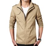 Chaqueta Hombre Casual Trech Primavera ustada Cuello Manga Larga Diseño Patch Shoulder Material de Poliéster Resistente Agua al