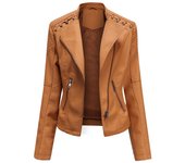 Chaqueta de Mujer de Cuero Sintético Estilo Varsity Moto Biker Bomber Ligera Casual Outerwear Short Coats con Cierre de Cremallera y Forro de Poliéster Adecuada para Otoño e Invierno