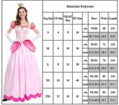 Super Mario Princess Peach Deluxe Costume Cosplay Pink Princess Outfit For Womens Dress Up For Halloween Carnival Party Comic-con Full Set ZX
