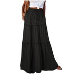 90s Vintage Ruffle Pleated Skirts Maxi Shirt Vintage Pleated Holiday A-Line Boho High Waist Long Skirts Layered Panel Maxi Skirt
