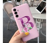 For Samsung Galaxy A14 Case Letters A To Z Pink Flowers Printing Back Case Phone Cover On Fundas Samsung A14 SM-A146B Soft Coque