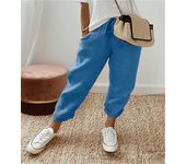 Pantalones Mujer Verano Pantalones de Lino Cómodos Palazzo Cintura Alta Pantalones Rectos Ligero Casuales Flojo Pantalones Pantalón Anchos con Bolsillos y Cordón