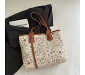 Vintage Commuter Fashion Knitted Large Capacity Splicing Handbag 2025 Summer Beach Bag Single Shoulder Underarm Tote Bag