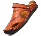 Sandalias de gran tamaño de los hombres de primavera y verano zapatos de playa de cuero de moda de los hombres zapatillas frescas casuales zapatos de los hombres zapatos cosidos