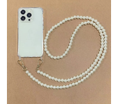 Funda de teléfono con cordón para iphone, brazalete de perlas, cadena cruzada, iphone 16, 15, 14 Pro, 13, 12 mini, 11, 7, 8 Plus