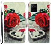 Anti-scratch Drop-proof Pattern Printing Case PU Leather Flip Wallet Cross Texture Stand Cover for vivo Y21/Y21s/Y33s