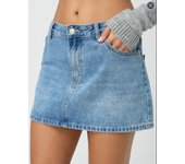 Minifalda de mezclilla índigo mediana para mujer - Multicolor