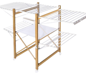 Tendedero Ropa Plegable, Tendedor Extensible con Alas Laterales y Malla de Secado, Superficie de Tendido de 30m, Móvil con Ruedas para Interior y Exterior, 180x61x105cm, Blanco