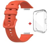 Silicone Strap For Huawei Fit 2 Fit2 Bracelet Watch Band + Transparent TPU Protective Case