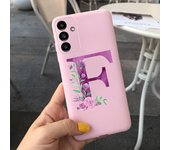 For Samsung Galaxy A14 Case Letters A To Z Pink Flowers Printing Back Case Phone Cover On Fundas Samsung A14 SM-A146B Soft Coque