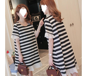 New Women Striped Retail Mid  Tops  Summer  Short Slee Maternity T-t Des