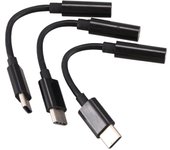 3Pcs Type C to 3.5mm Headphone Audio Adapter(Black)