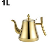 1L Thick Stainless Steel Teapot Golden Silver Tea Pot with Infuser Coffee Pot Induction Cooker Tea Kettle Water Kettle