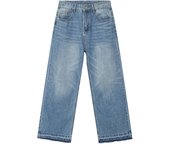 Pantalones vaqueros para hombre de corte holgado, pantalones vaqueros de pata cruda de tiro recto holgados