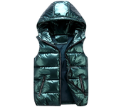 Chaleco clásico con capucha para hombre/mujer/niño, chaleco de algodón brillante con capucha de invierno, chaleco informal, chaqueta sin mangas para hombre, abrigos cálidos, sombrero