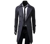Simple Trench Coat  Double-breasted Male Men Coat  Coldproof Pure Color Jacket