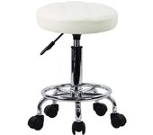 Taburete Giratorio Taburete de Trabajo Taburete de Bar Regulable en Altura 49-64cm Giratorio Blanco